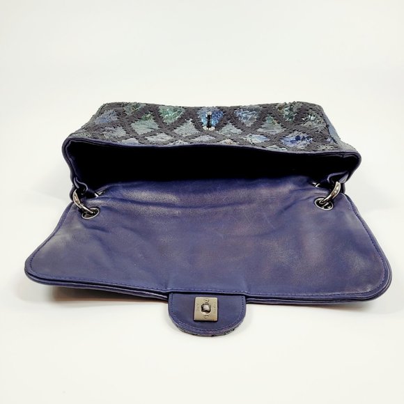 Chanel Python Flap Bag Crochet Stitch Navy Blue - Picture 10 of 14